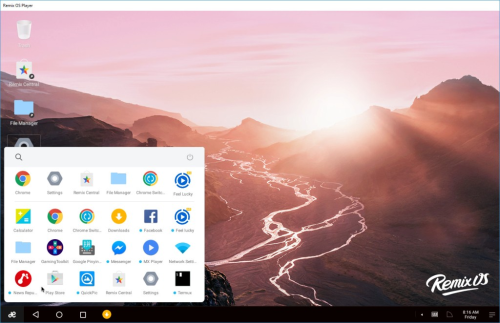 Рабочее окно Remix OS Player