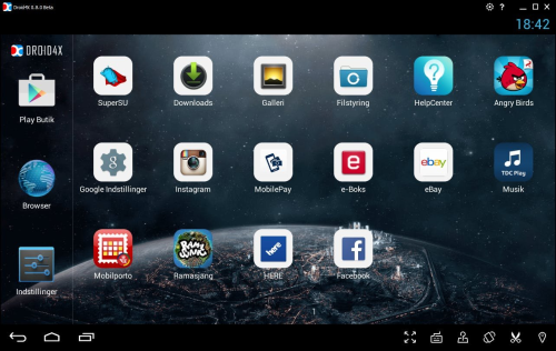 Рабочее окно Droid4X