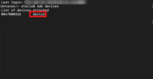 Ввод команды adb devices