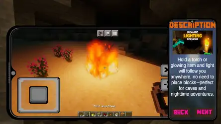 Dynamic Light Mod Minecraft PE — мод на факел в левой руке