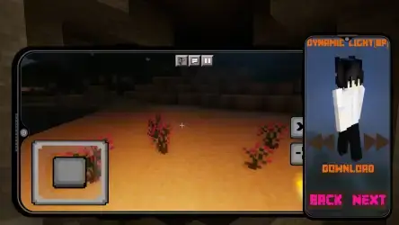 Dynamic Light Mod Minecraft PE — мод на факел в левой руке